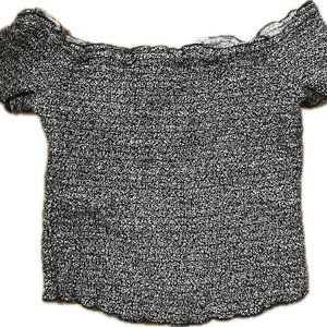 Abercrombie & Fitch Blue Off The Shoulder Crop Top